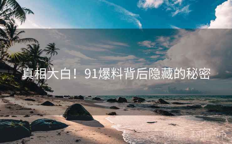 真相大白！91爆料背后隐藏的秘密