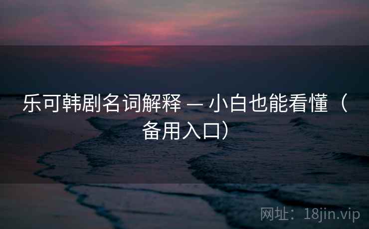 乐可韩剧名词解释 — 小白也能看懂（备用入口）